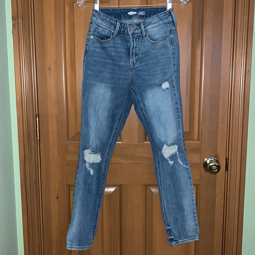 Old Navy ripped, high rise jeans, size 0